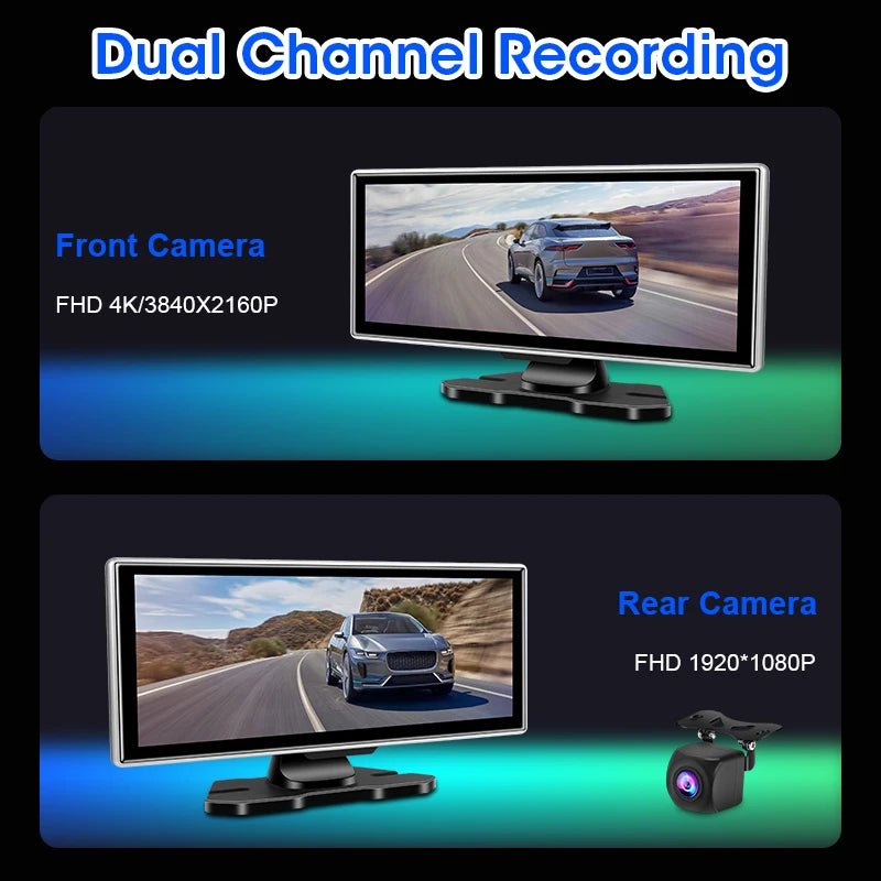 Dash cam mirror with CarPlay integration and touchscreen display